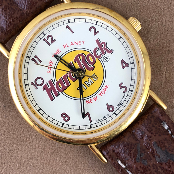 Vintage Hard Rock Time Cafe Watch Gold & Brown